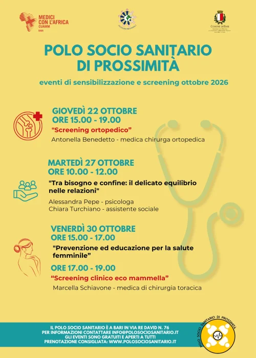 Locandina Eventi Polo Socio Sanitario di Prossimità - 10-26